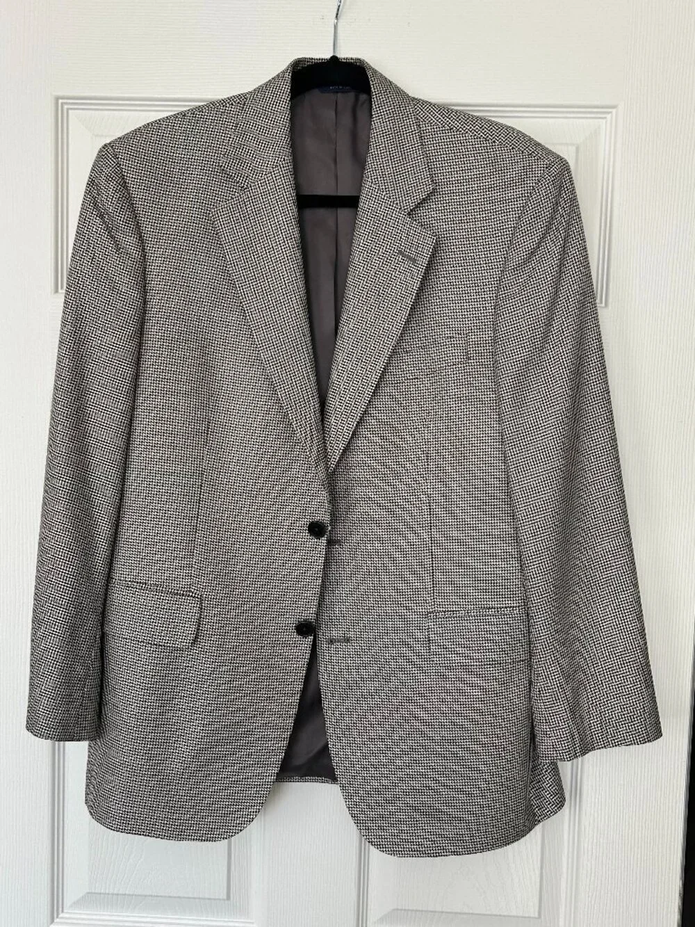 Brooks Brothers 38S Sport Coat Blazer Silk Wool Houndstooth Blue Thread Made Can